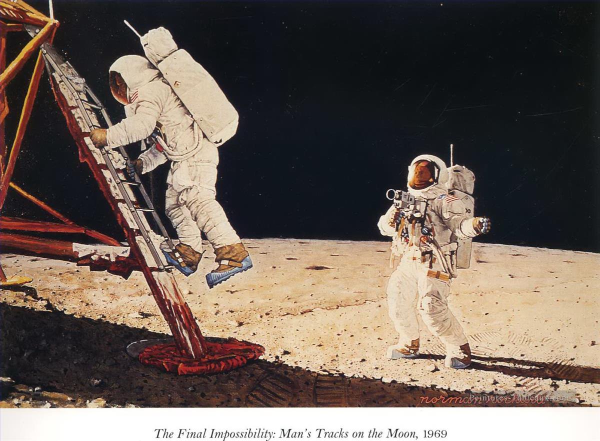 the final impossibility man s tracks on the moon Norman Rockwell Oil Paintings